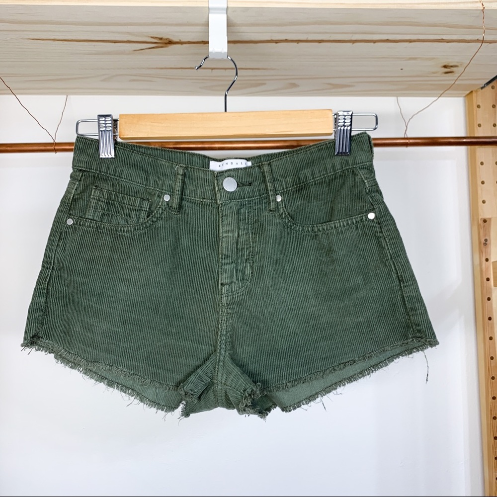 Kendall + Kylie Green Corduroy Shorts
